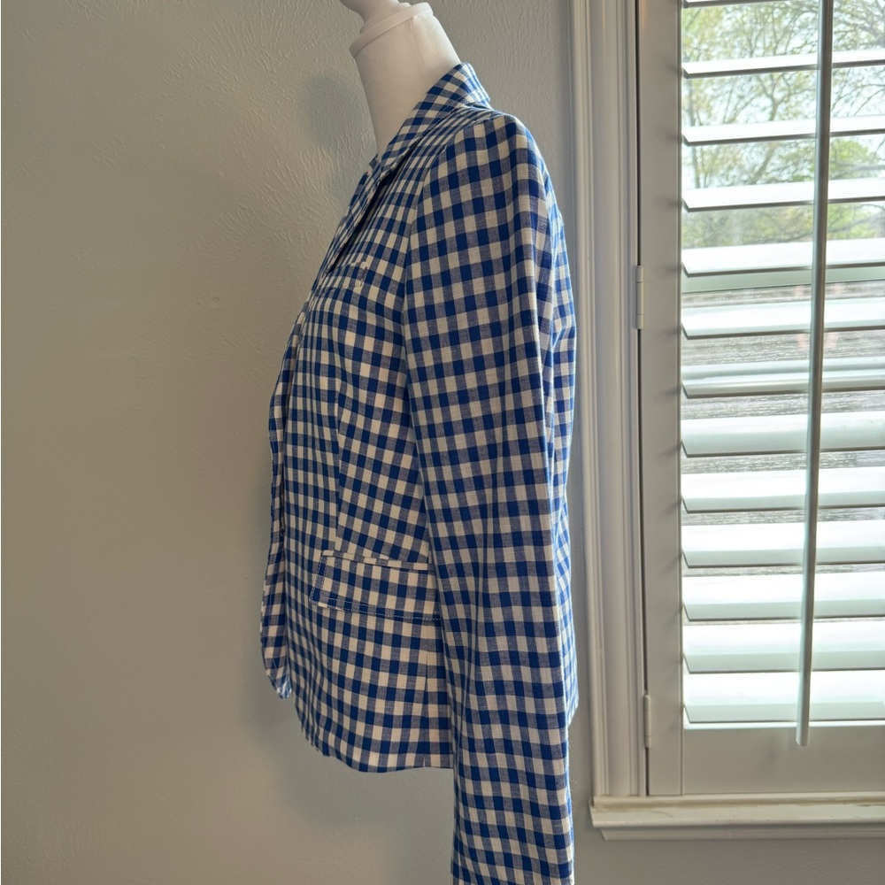 J. Crew Blue and White Gingham Blazer - Picture 4 of 11